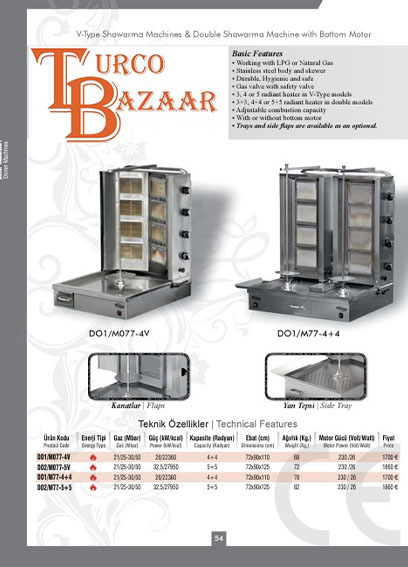 Turcobazaar shawarma machines bespoke catalogue
